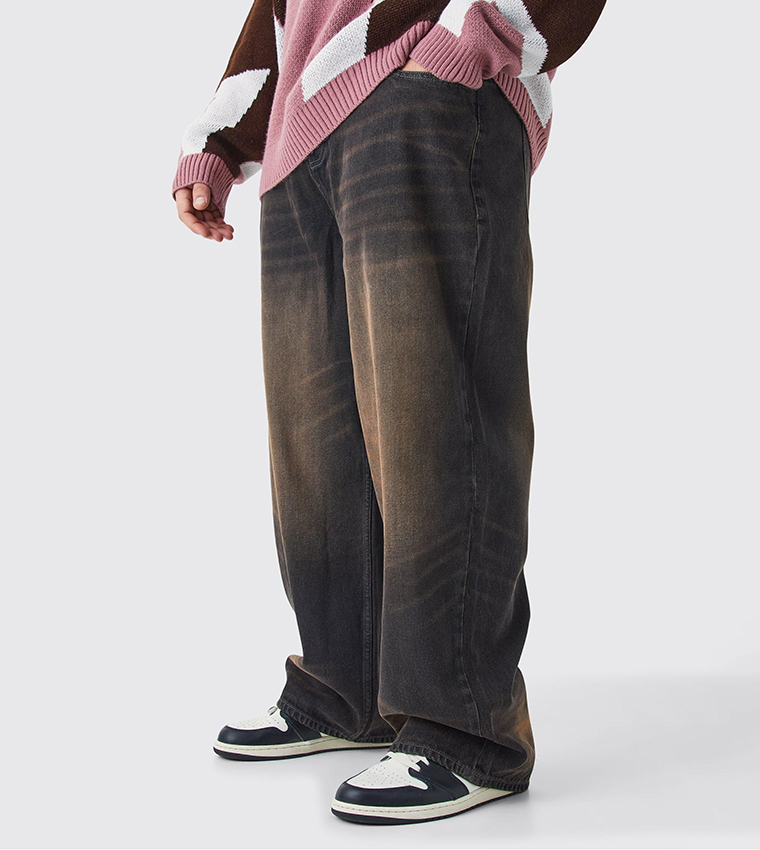 Plus Tall Rigid Washed Baggy Jeans