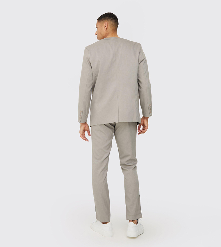 Collarless Long Sleeves Blazer