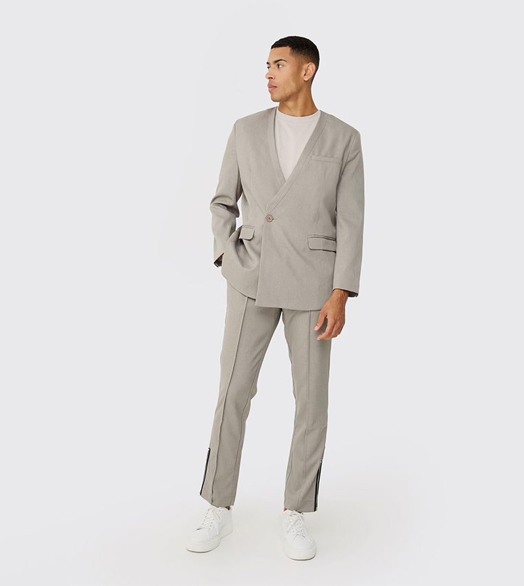 Collarless Long Sleeves Blazer
