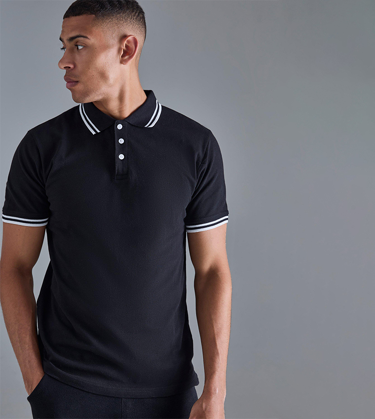 Slim Fit Tipped Pique Golf Polo T-Shirt