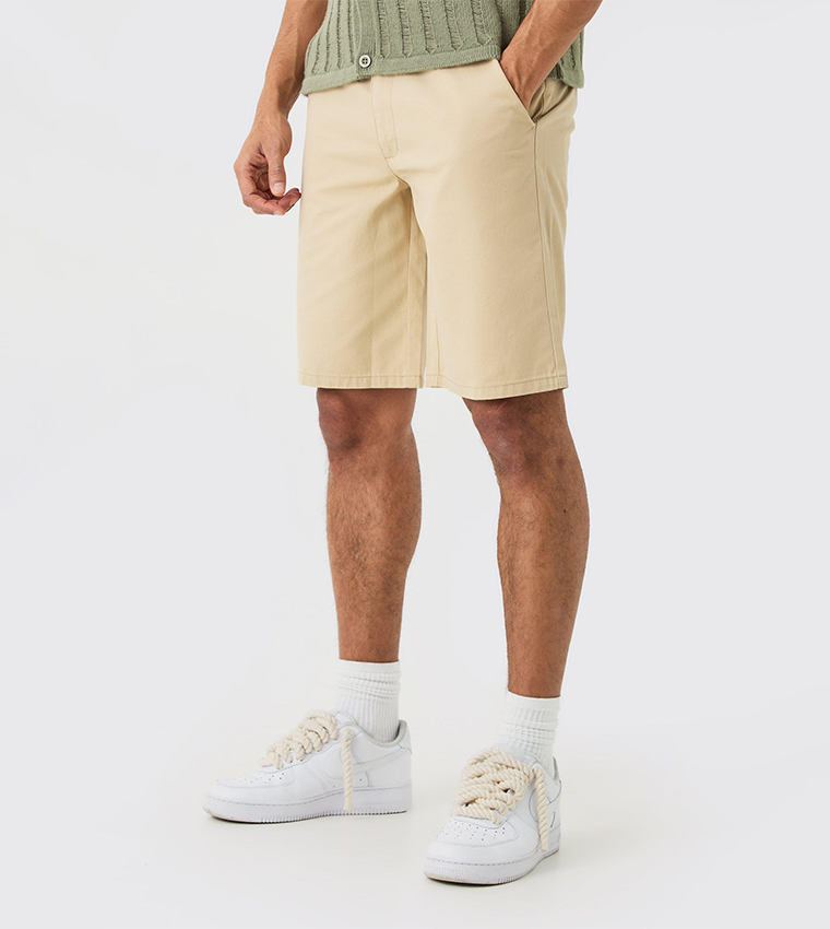 Solid Fixed Waist Relaxed Fit Shorts