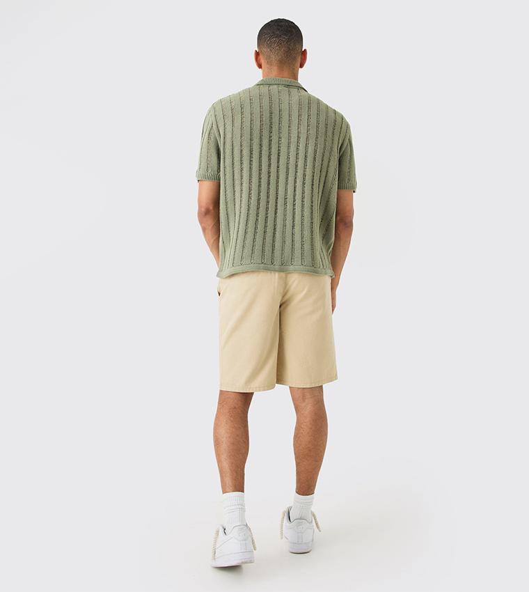 Solid Fixed Waist Relaxed Fit Shorts