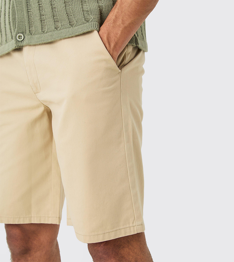 Solid Fixed Waist Relaxed Fit Shorts