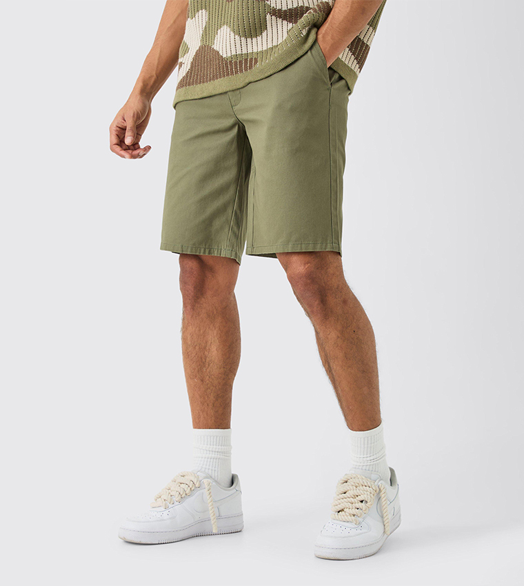 Solid Fixed Waist Relaxed Fit Shorts