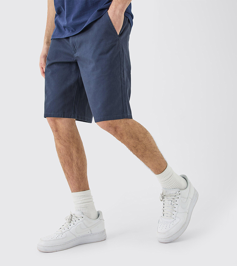 Solid Fixed Waist Relaxed Fit Shorts