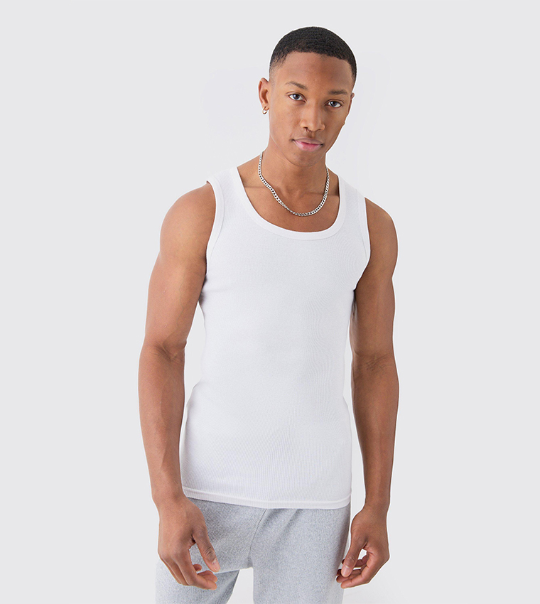 White muscle fit vest hotsell