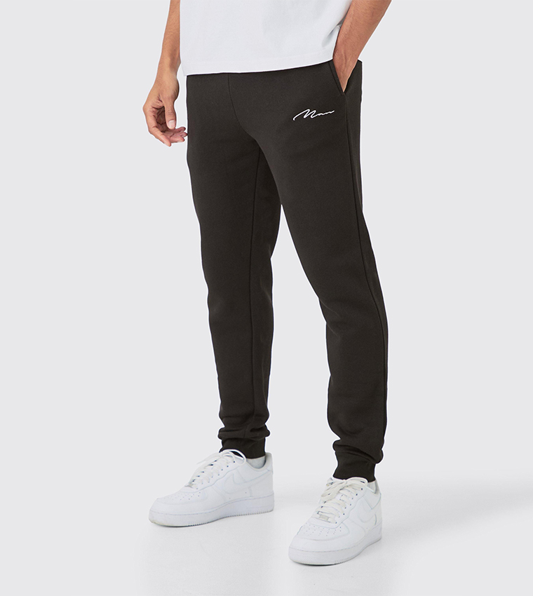 Buy BoohooMAN Signature Regular Fit Joggers In Black | 6thStreet Saudi  Arabia