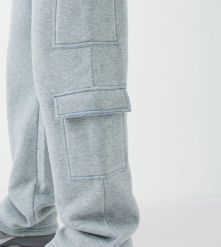 Tall Straight Leg Top Stitch Cargo Sweatpants