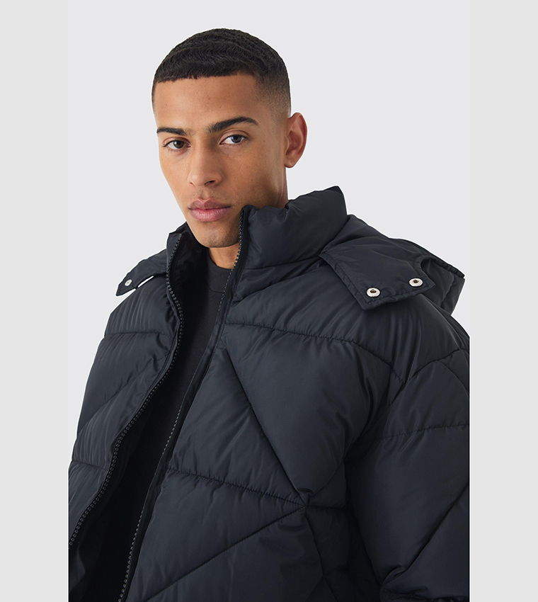 جاكيت بفر مبطن بطبعة وهودي