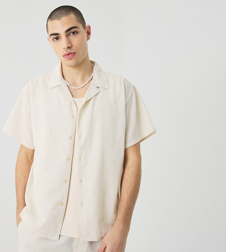 Short Sleeves Boxy Linen Shirt & Short Set