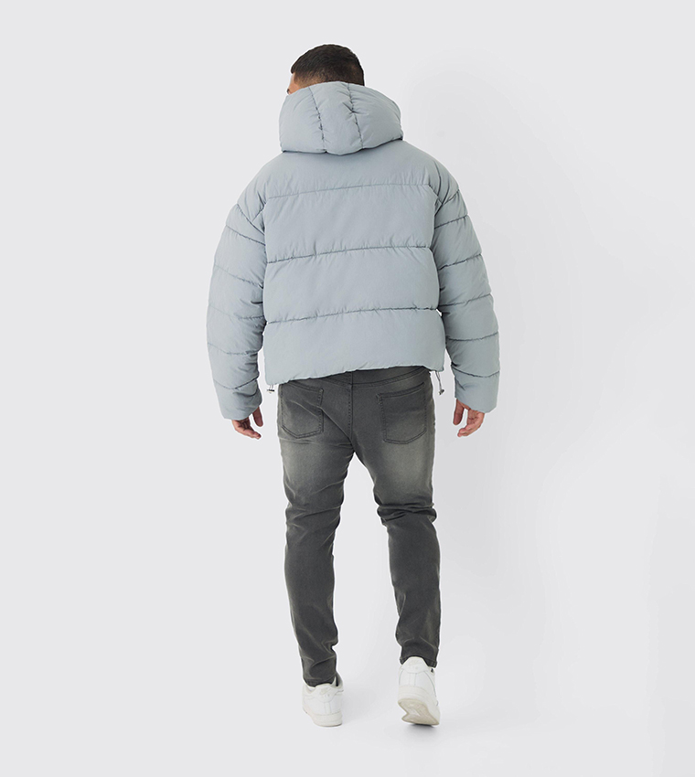 Buy BoohooMAN Plus & Tall Boxy Crinkled Nylon Puffer Jacket
