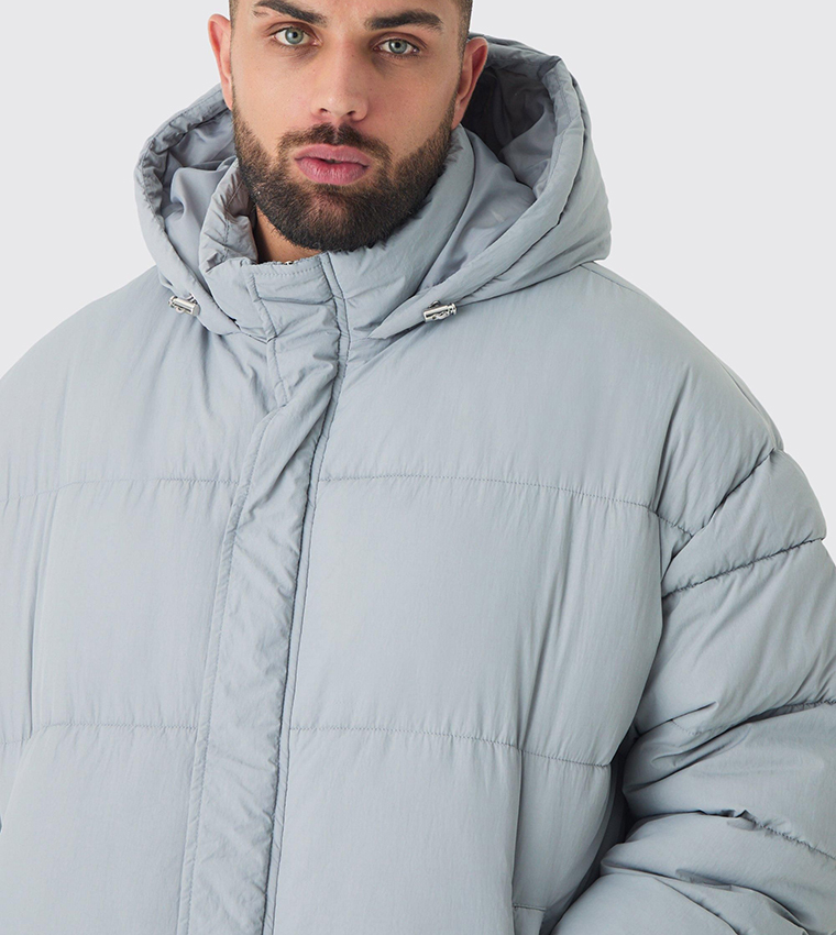 PUFFY【MD2枚セット】 Buy BoohooMAN Plus & Tall Boxy Crinkled Nylon Puffer Jacket