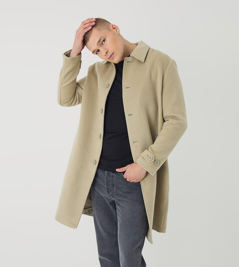 Solid Collared Overcoat