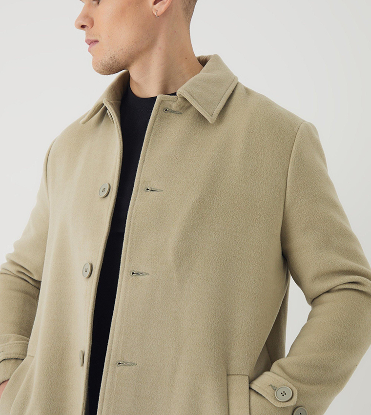 Solid Collared Overcoat