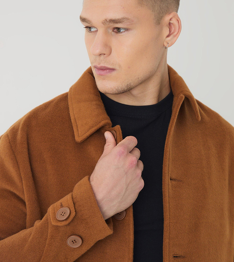 Solid Collared Overcoat