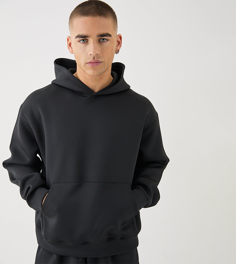 Buy Boohoo Outlet Bonded Scuba Hooded Oversized Tracksuit In Black