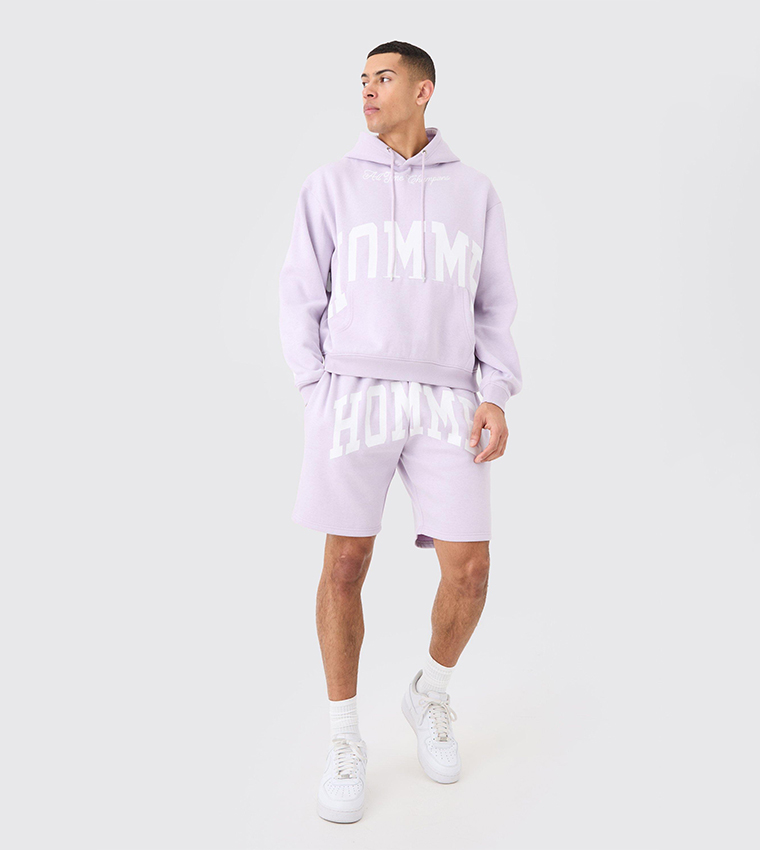 Buy Boohoo Outlet Homme Print Oversized Hoodie With Shorts