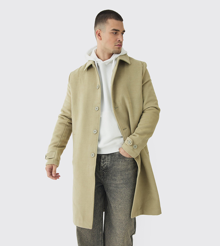 Tall Single Breasted Collared Overcoat