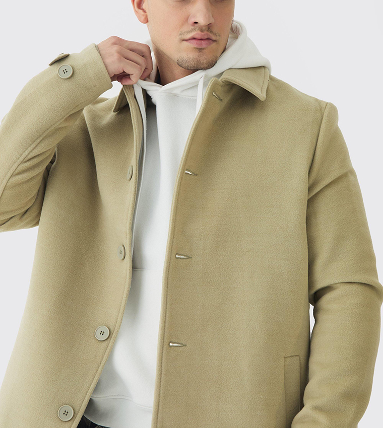 Tall Single Breasted Collared Overcoat