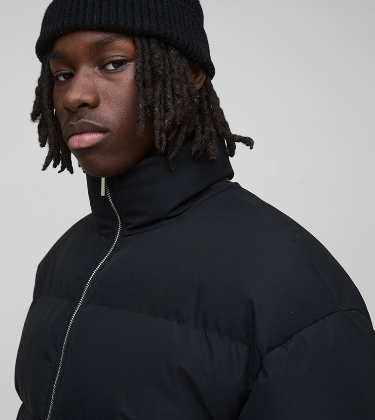 Funnel Neck Boxy Fit Puffer Jacket