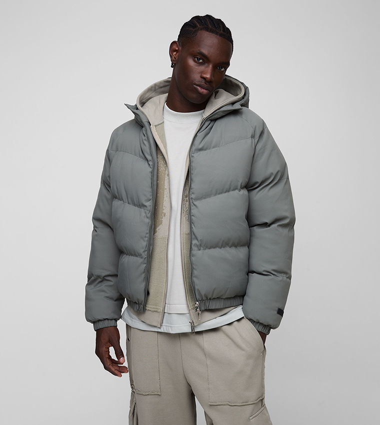 Solid Hooded Puffer Jacket