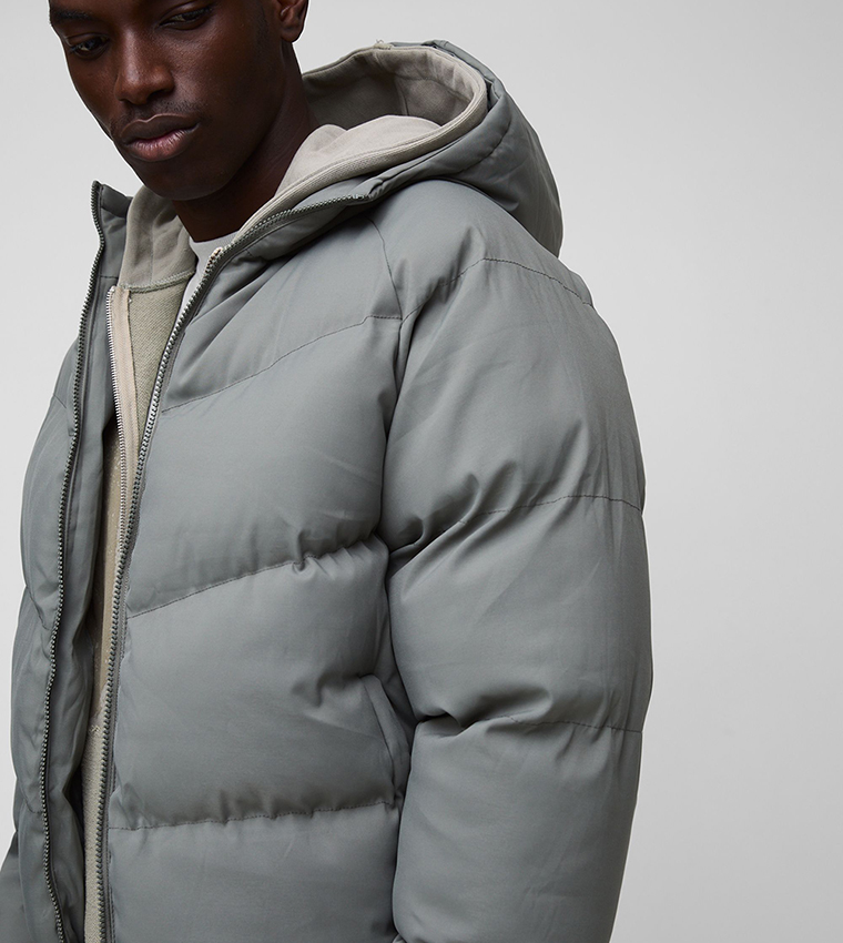 Solid Hooded Puffer Jacket