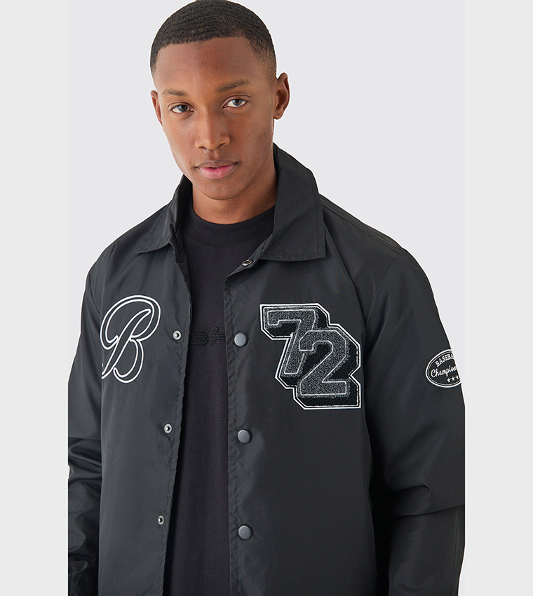 Varsity Badge Collared Coach Jacket