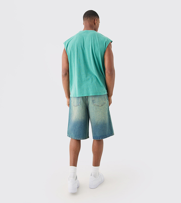 Oversized Washed Tonal Print Tank Top