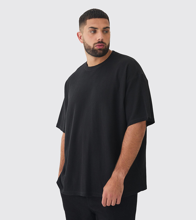 Plus & Tall Waffle Textured Oversized T-Shirt