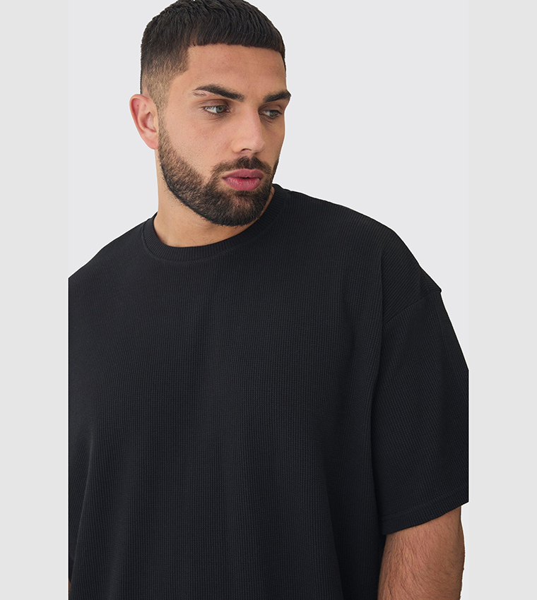 Plus & Tall Waffle Textured Oversized T-Shirt