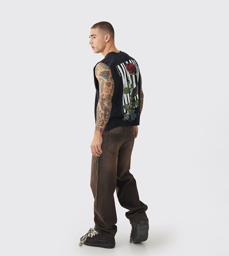 Rigid Double Waistband Baggy Jeans