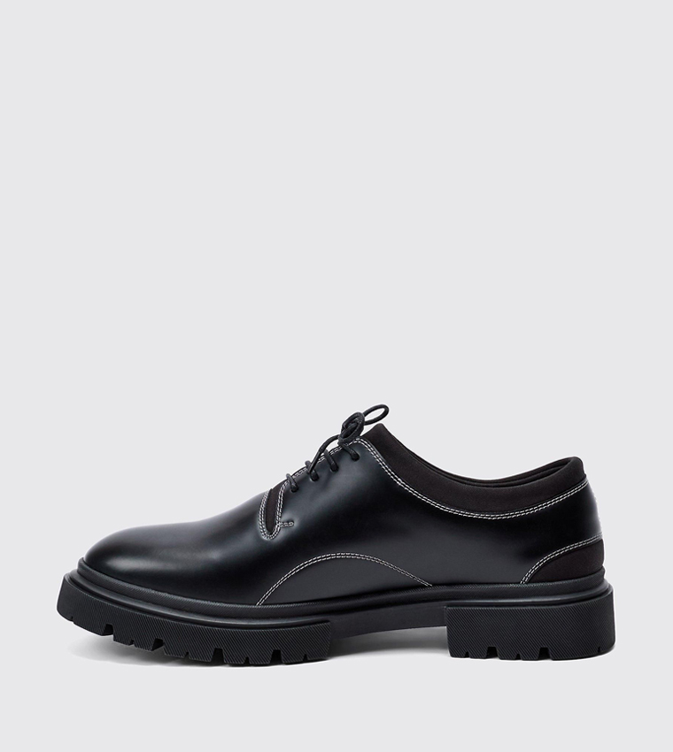 Faux Leather Contrast Stitch Brogues