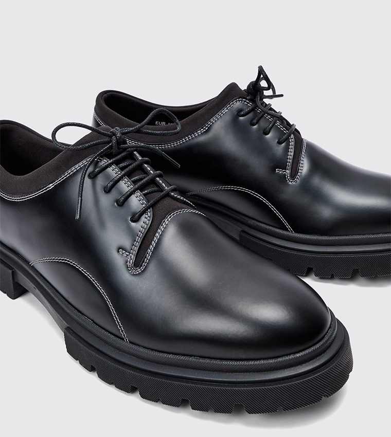 Faux Leather Contrast Stitch Brogues