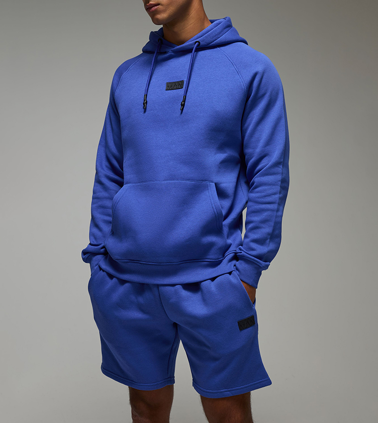 Buy BoohooMAN Solid Active Hoodie Short Tracksuit In Blue