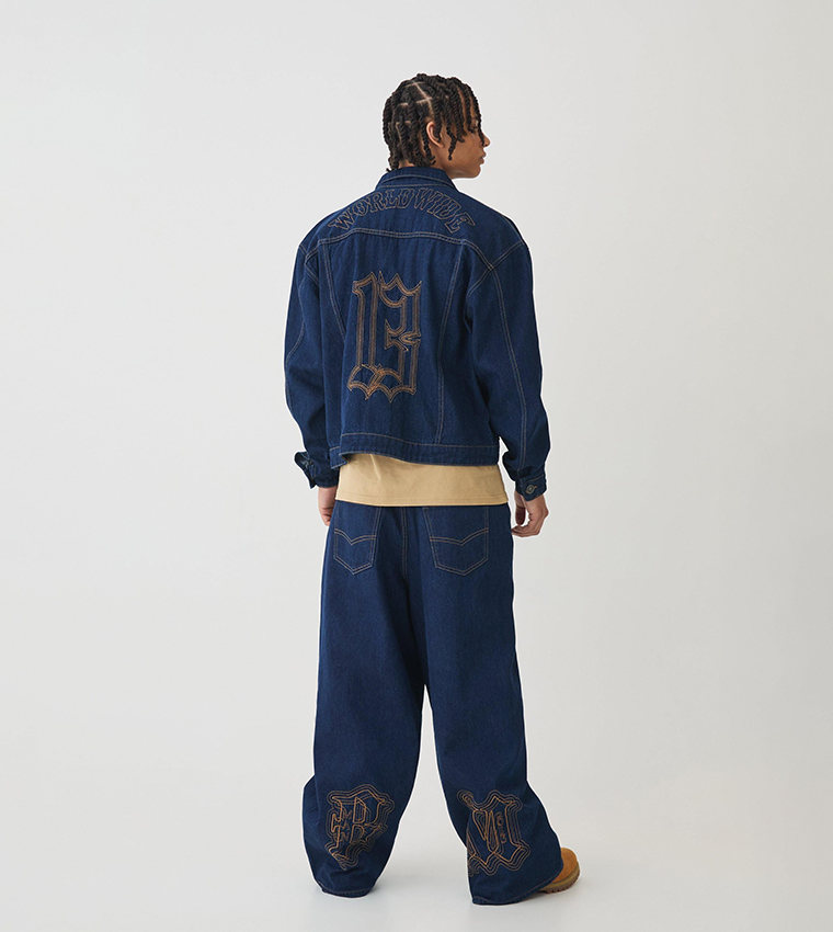 Rigid Contrast Stitch Ripped Balloon Fit Jeans