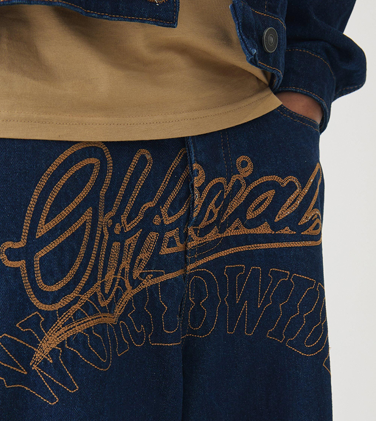 Rigid Contrast Stitch Ripped Balloon Fit Jeans