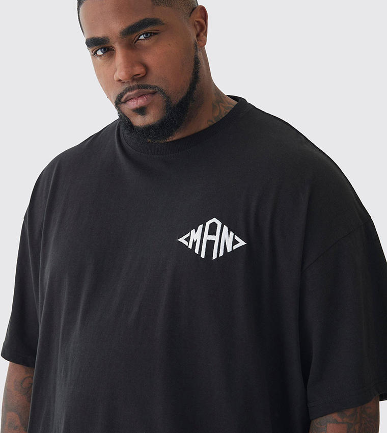 Plus & Tall Oversized Diamond Embroidered T-Shirt