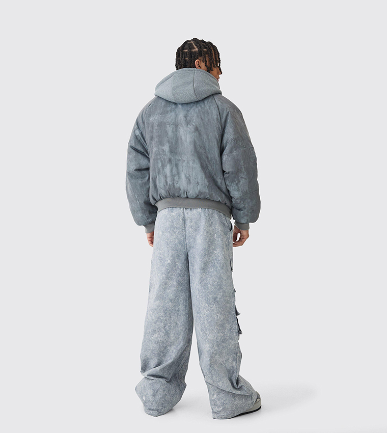 Washed Baggy Fit Cargo Trousers