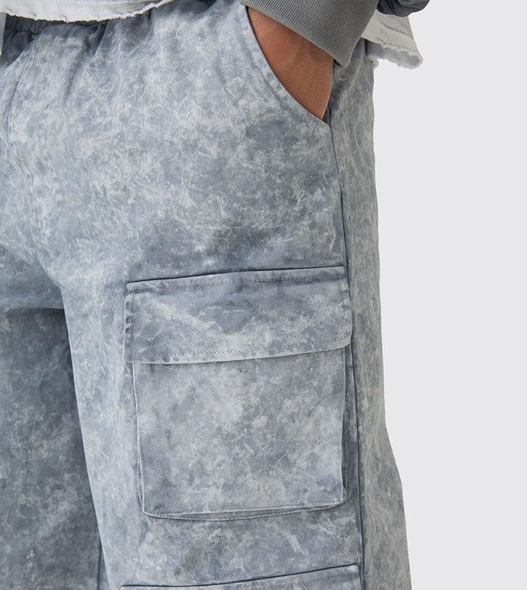 Washed Baggy Fit Cargo Trousers