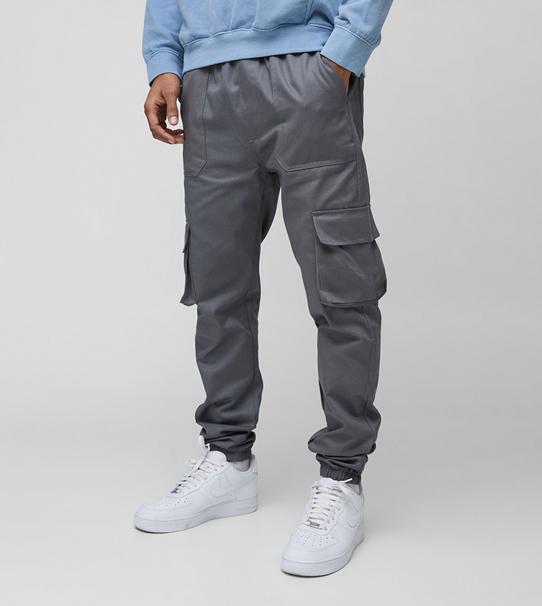 Mid Rise Cuffed Slim Fit Cargo Trousers