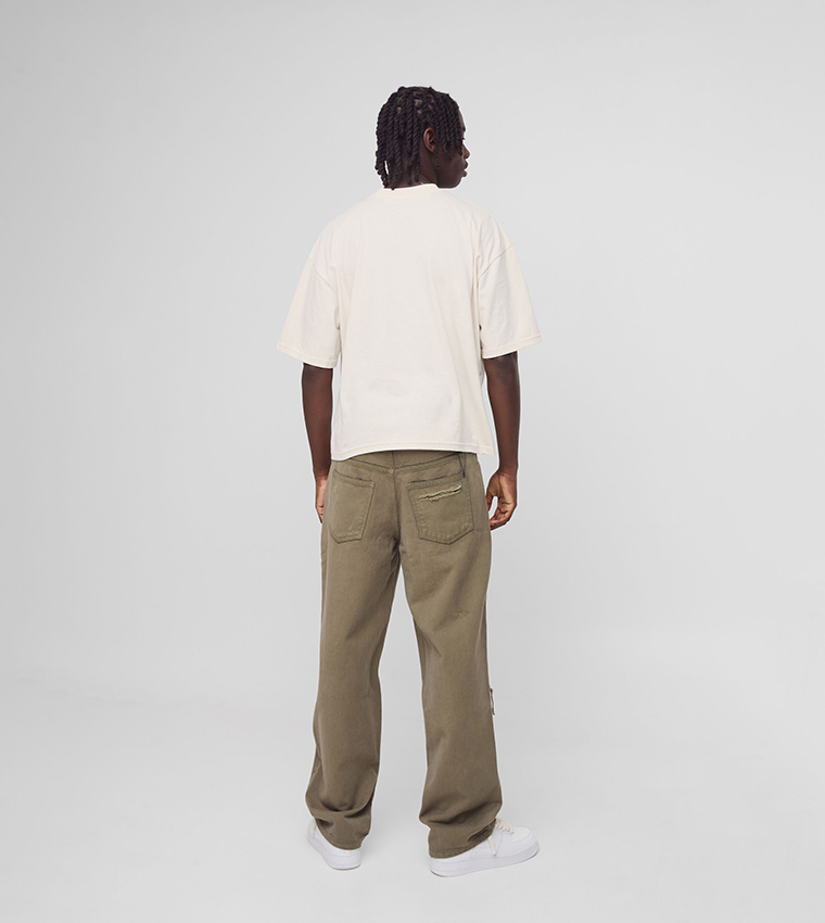 Rigid Cross Appliqued Relaxed Fit Jeans