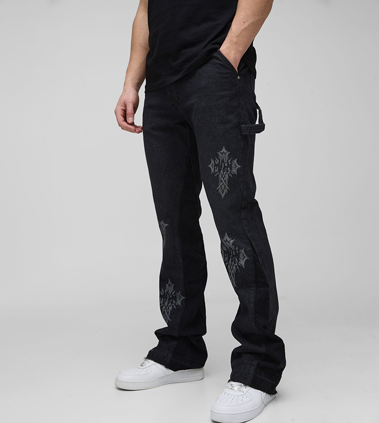 Tall Gothic Cross Gusset Flared Jeans