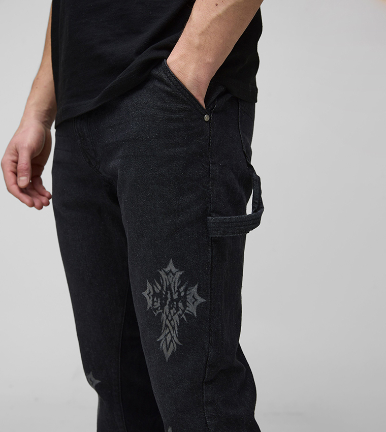 Tall Gothic Cross Gusset Flared Jeans