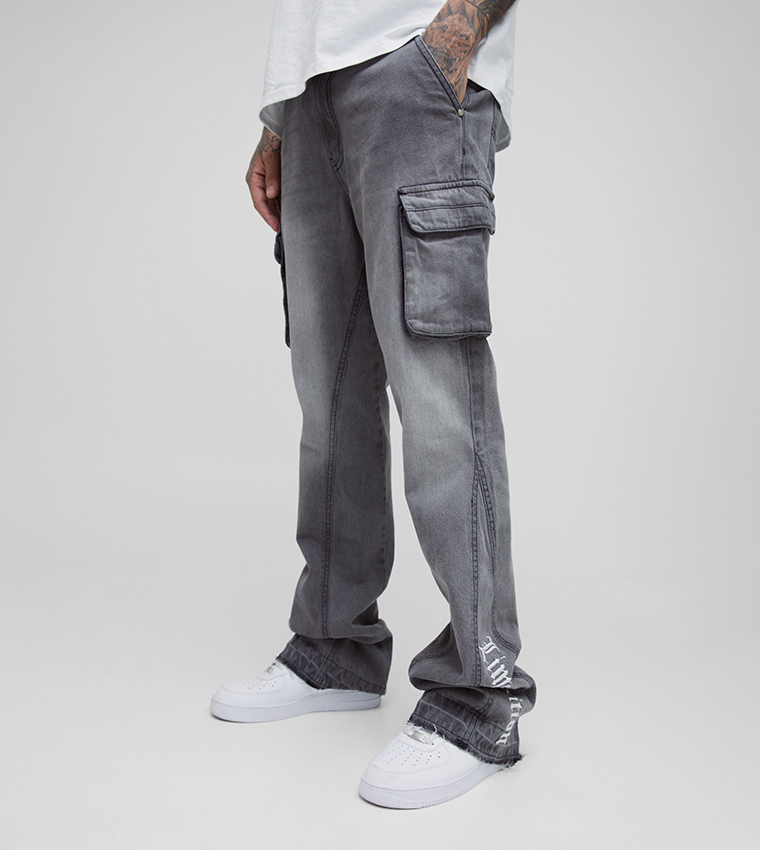 Tall Appliqued Gusset Cargo Flared Jeans