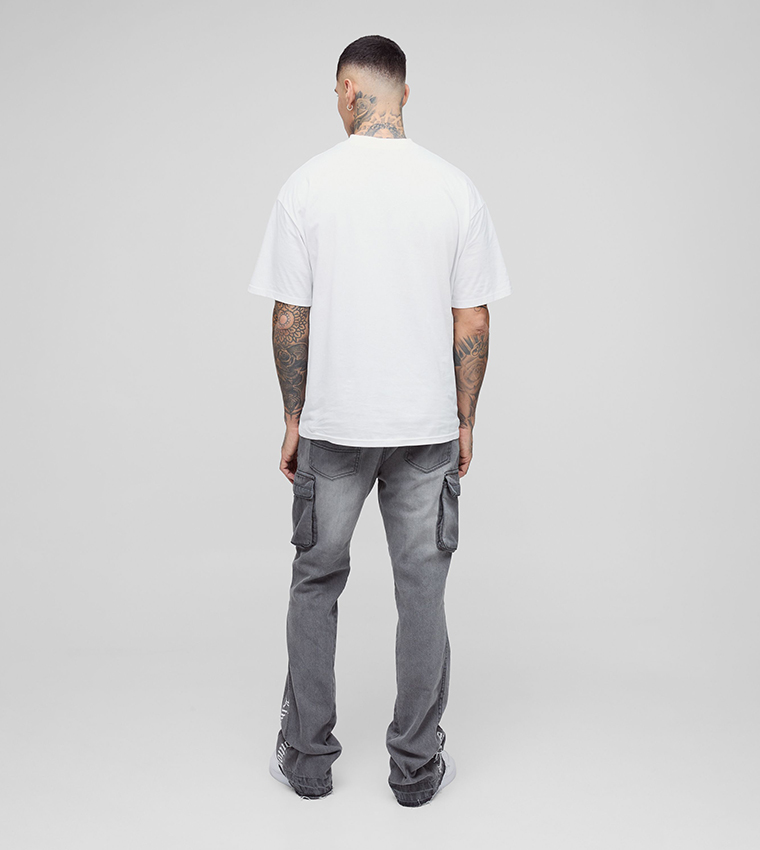 Tall Appliqued Gusset Cargo Flared Jeans