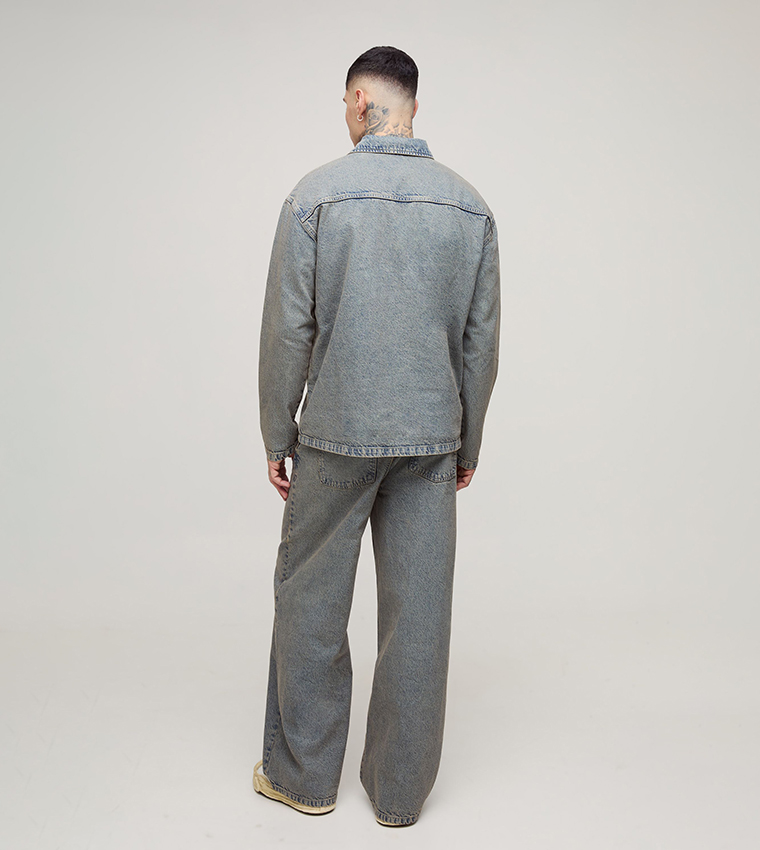 Tall Oversized Denim Rugby Shirt