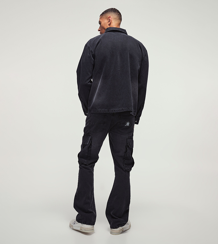 Zip-Through Smart Oversized Denim Shirt