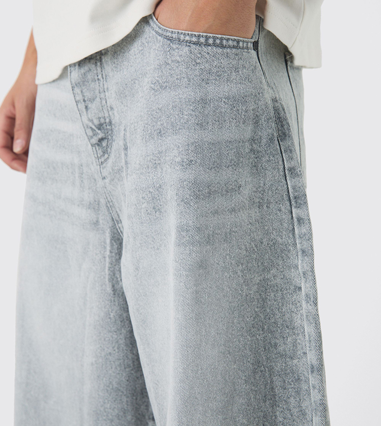 Washed Parachute Baggy Jeans