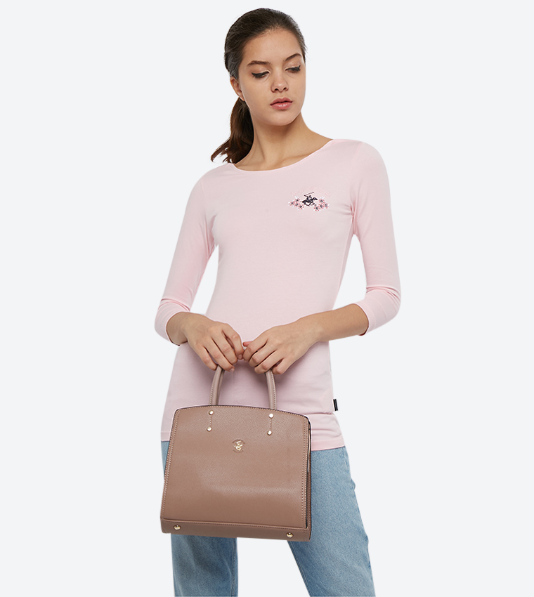 Logo Detail Adjustable Strap Satchel Bag