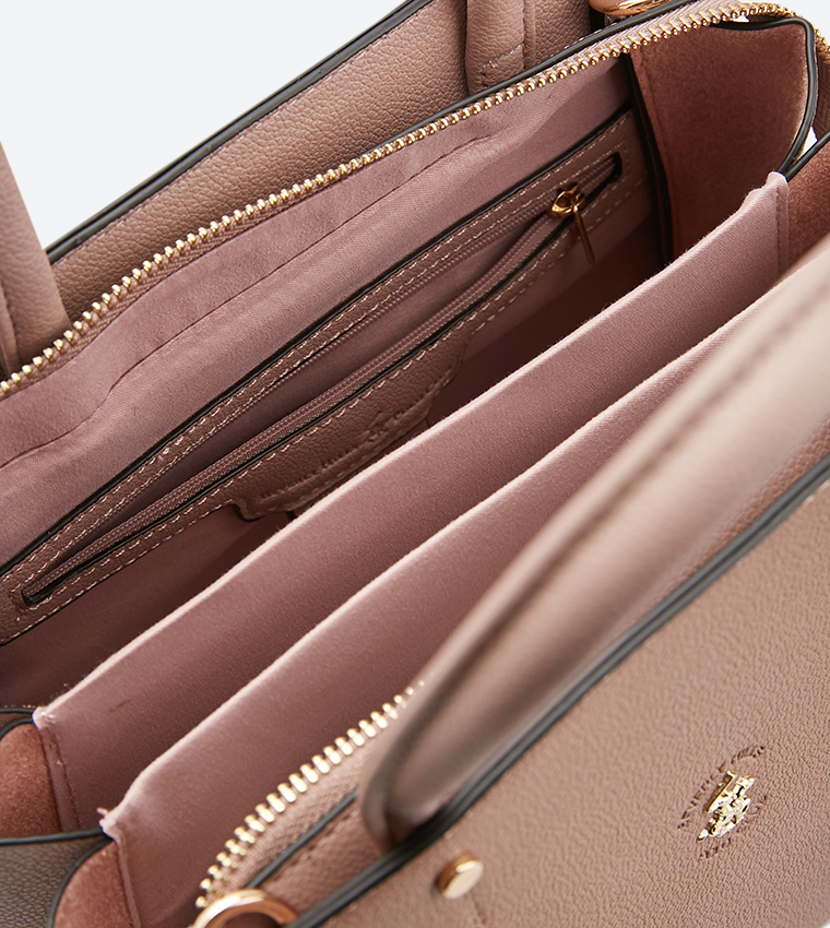 Logo Detail Adjustable Strap Satchel Bag